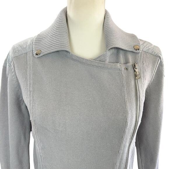 Spanner Sport Knit Jacket Women Size Small Ribbed Gray Asymmetrical Zip Sweater - Picture 5 of 13
